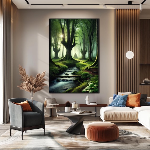 Tempered Glass Wall Art Tree Of Life Glass Decor Magical Forest Glass Green Tree Glass Large Wall Art Housewarming Gift Home Decor