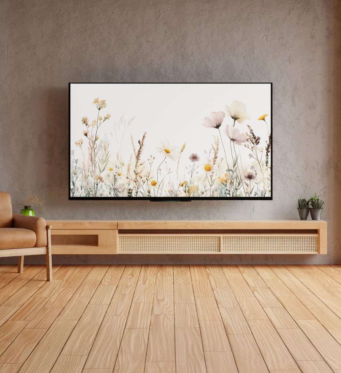 Airy Watercolor Wildflower Field White Minimal Botanical Art Poster - Image 4