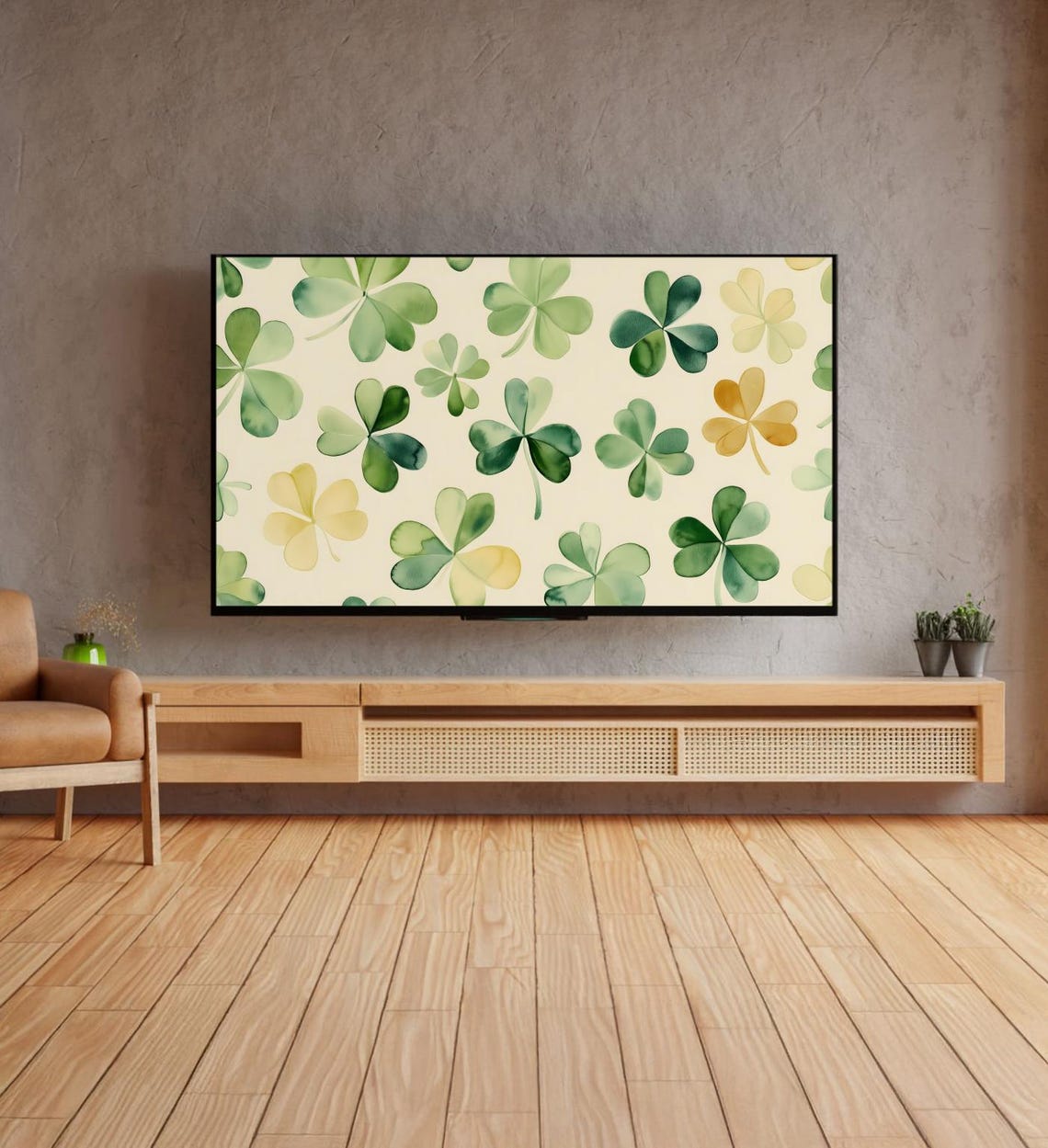 Watercolor Shamrock Pattern St Patricks Day Green Clover Art Poster - Image 4