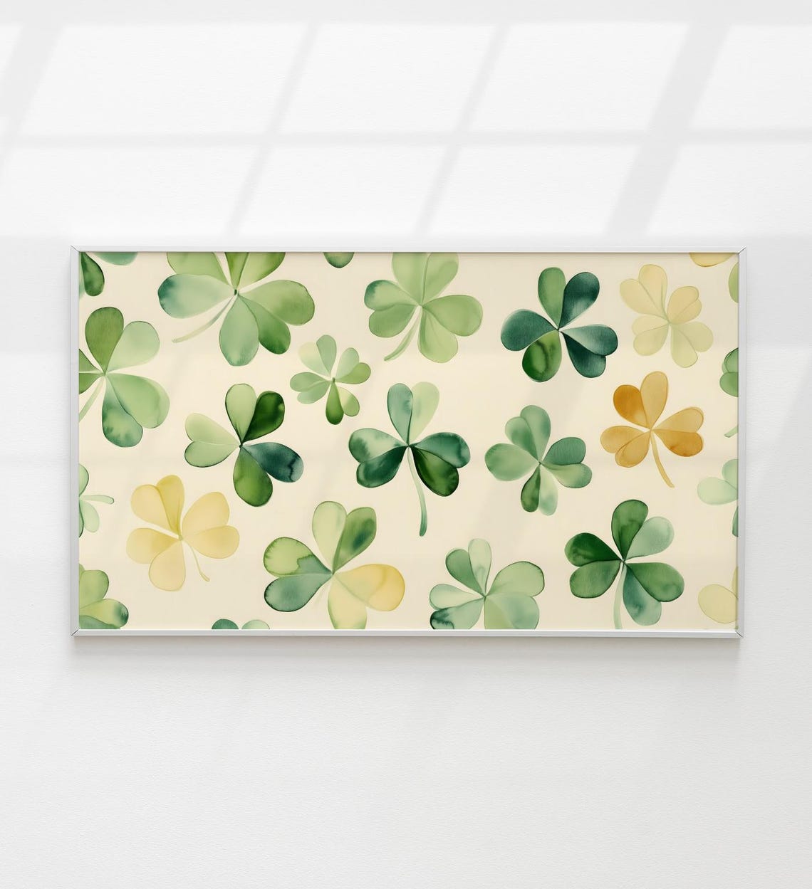 Watercolor Shamrock Pattern St Patricks Day Green Clover Art Poster