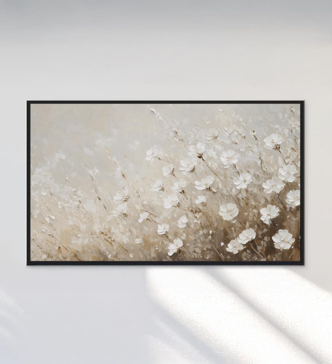 White Wildflowers Neutral Beige Soft Boho Farmhouse Floral Poster - Image 3