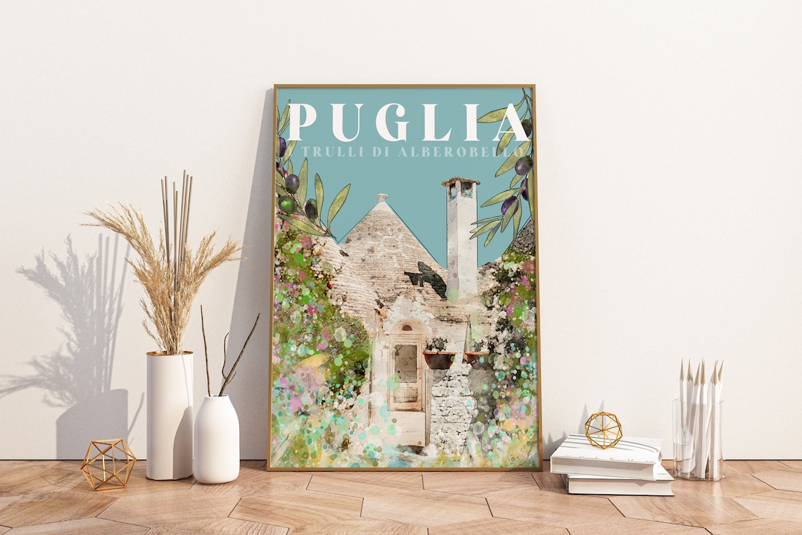 Puglia Italy Vintage Travel Poster, Apulia