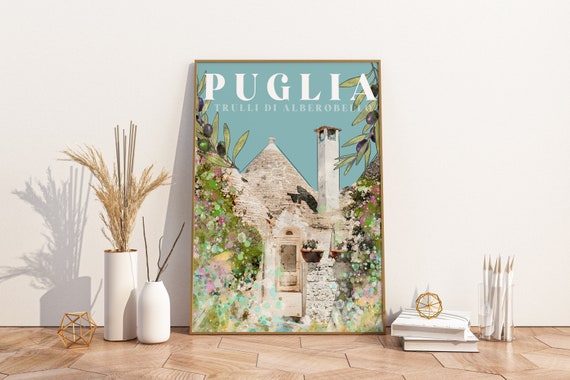 Puglia Italy Vintage Travel Poster, Apulia