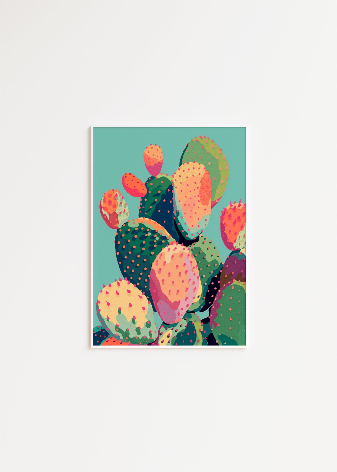 Prickly Pear Cactus Retro Southwest Art Print