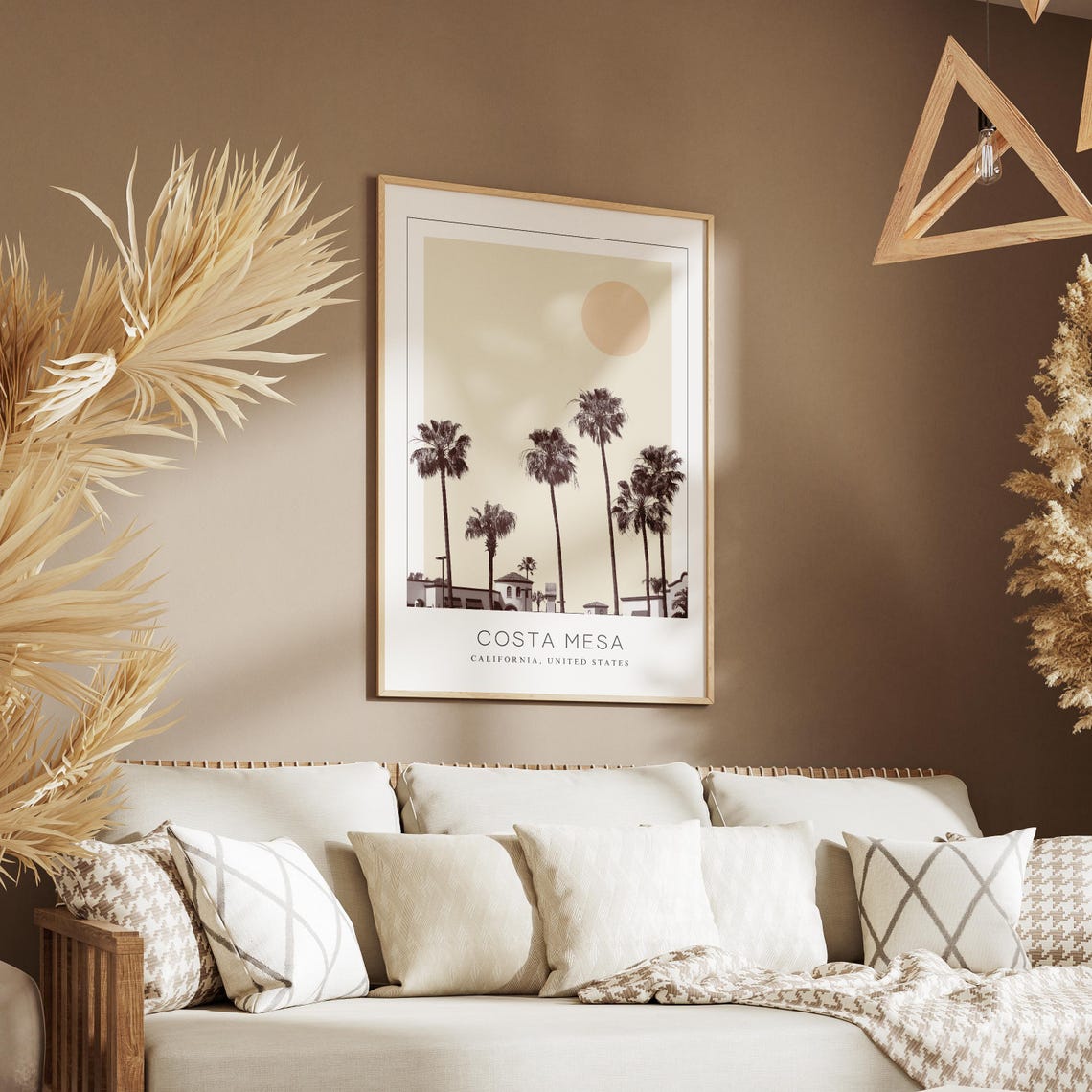 Costa Mesa California Tall Palm Trees Minimalist Travel Poster - Image 3