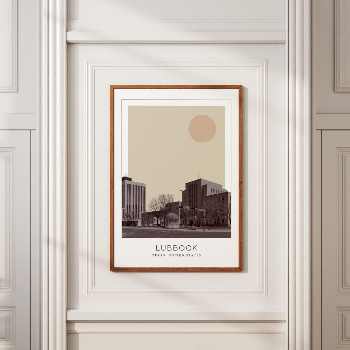 Lubbock Texas Downtown Street Scene Minimalist Travel Poster - Image 2