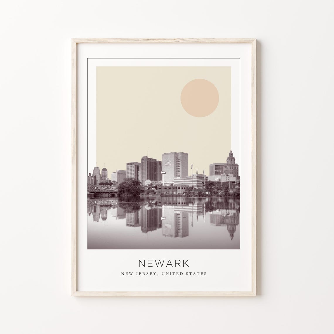 Newark New Jersey Skyline Reflection Minimalist Travel Poster