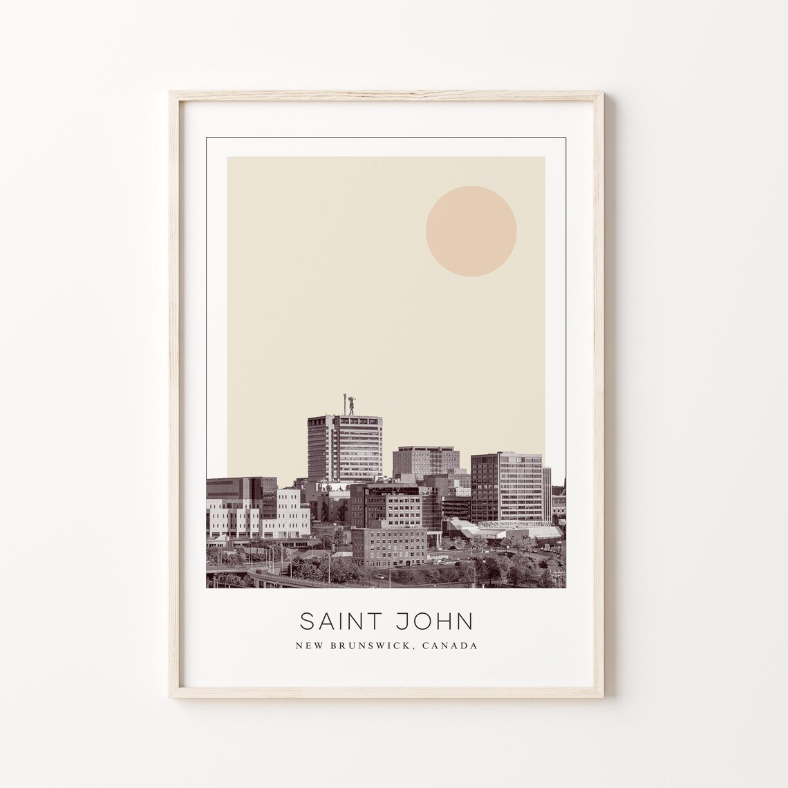 Saint John New Brunswick City Skyline Minimalist Travel Poster