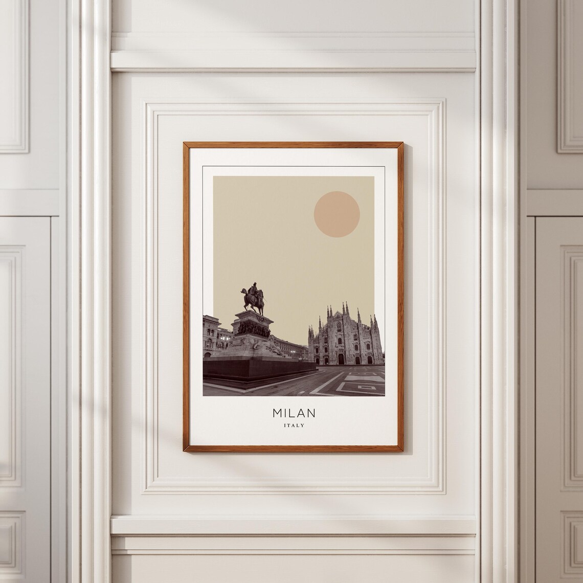 Milan Italy Duomo Cathedral Equestrian Statue Minimalist Travel Poster - Image 2