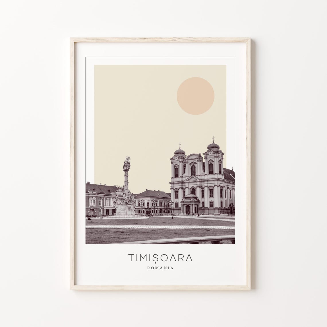 Timisoara Romania Baroque Cathedral Square Minimalist Poster