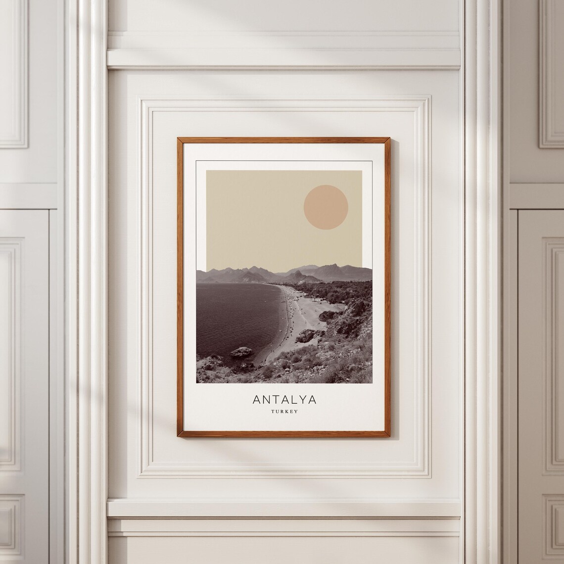 Antalya Turkey Beach Coastline Mountains Minimalist Travel Poster - Image 2