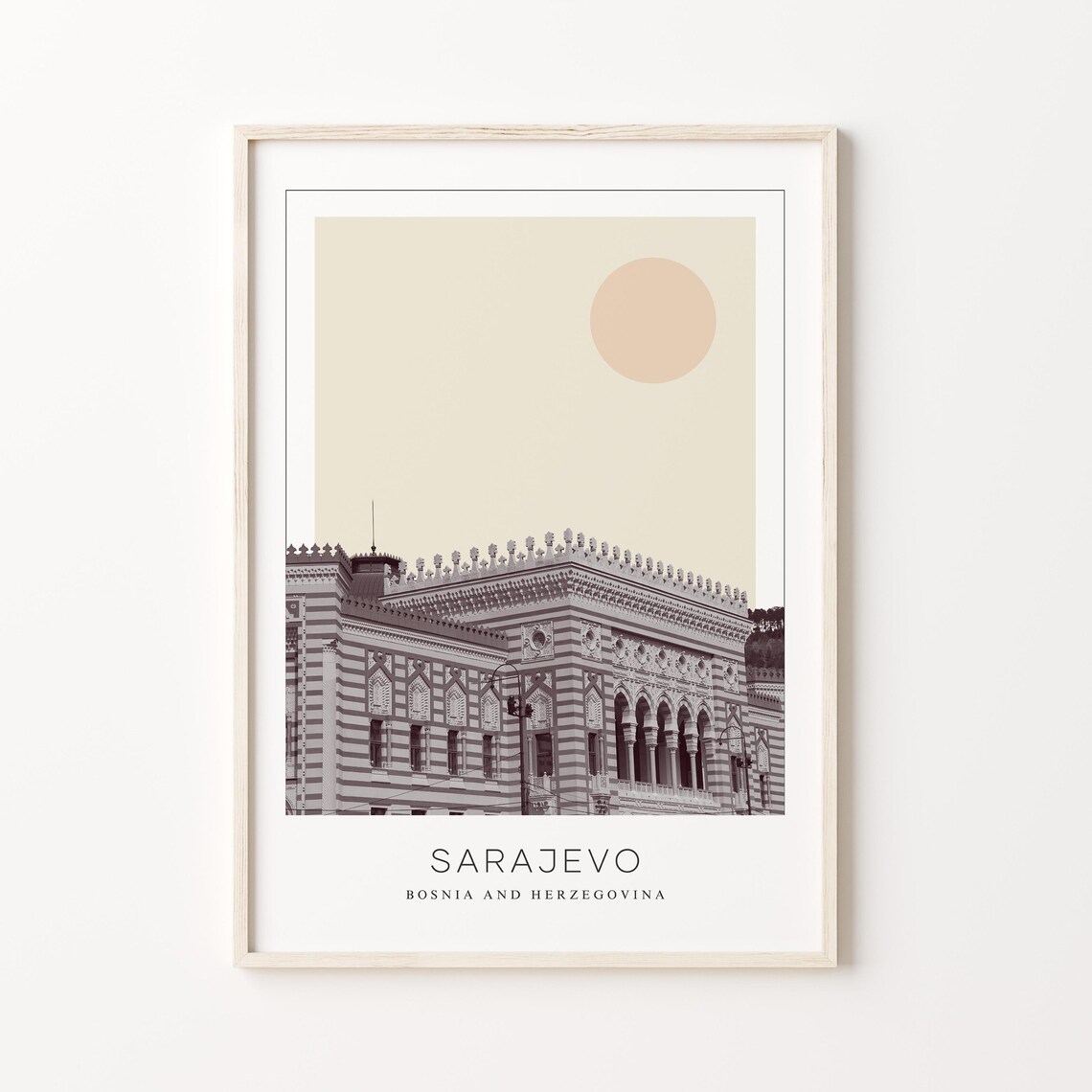Sarajevo Bosnia Herzegovina City Hall Minimalist Travel Poster