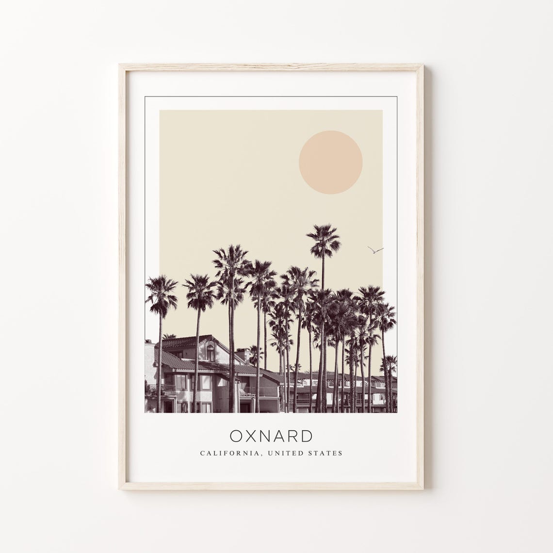Oxnard California Coastal Palm Trees Minimalist Travel Poster