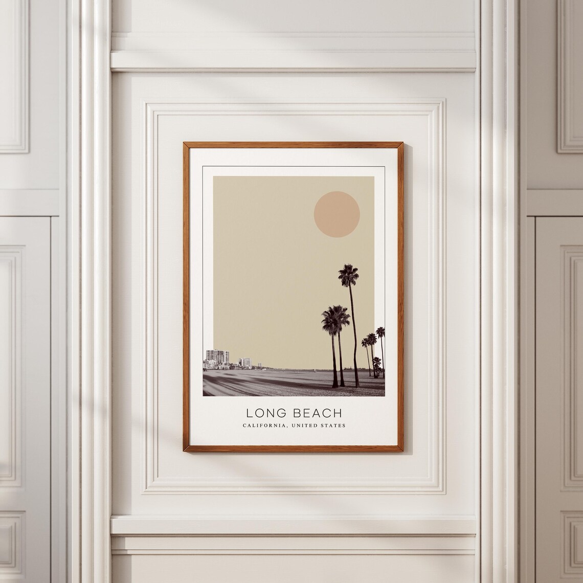Long Beach California Palm Trees Sandy Shore Minimalist Travel Poster - Image 2