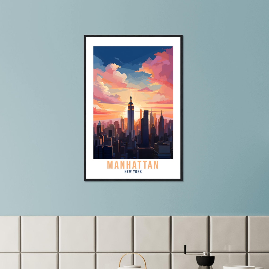 Manhattan New York Empire State Building Sunset Skyline Poster - Image 3
