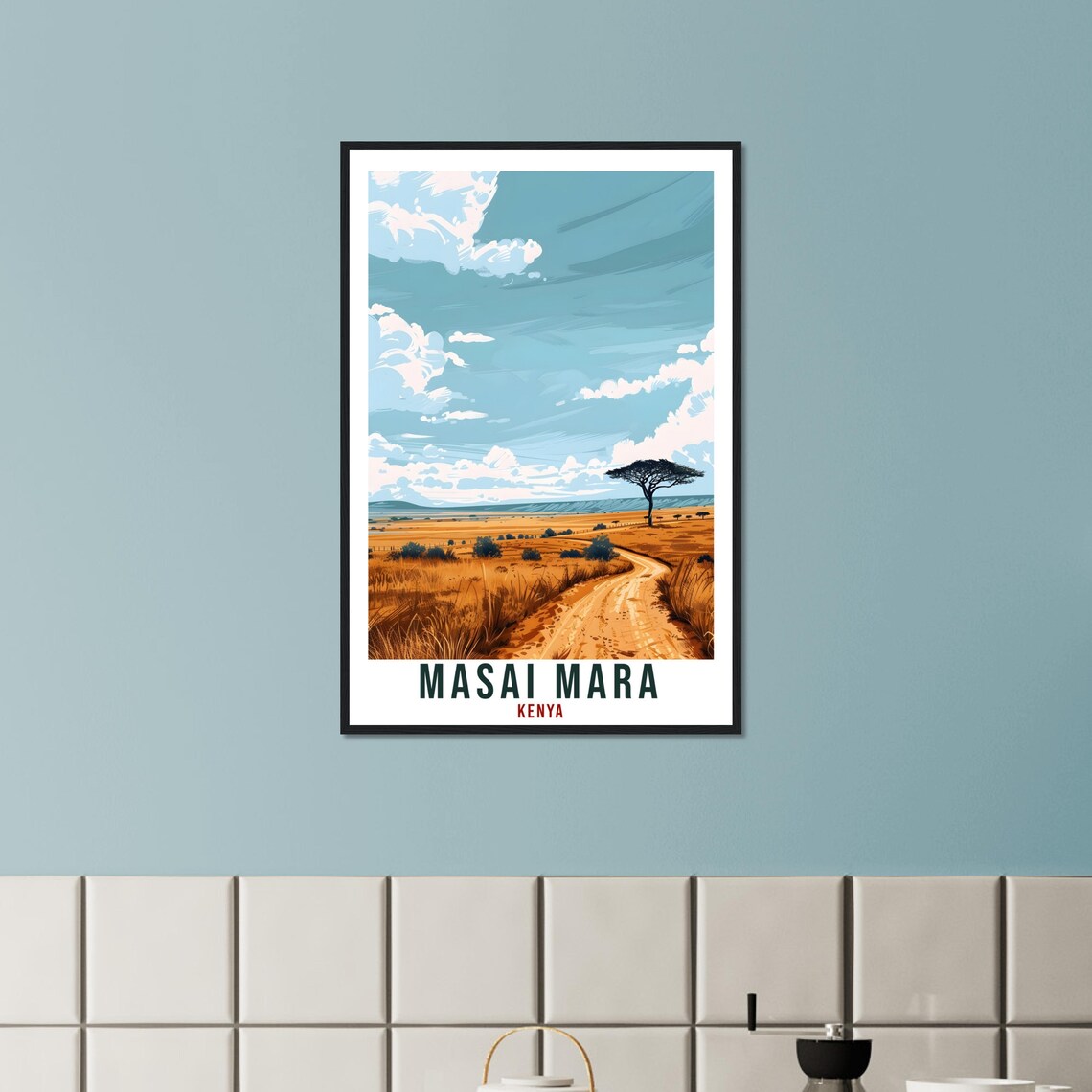 Masai Mara Kenya Golden Savanna Dirt Road Acacia Safari Poster - Image 4