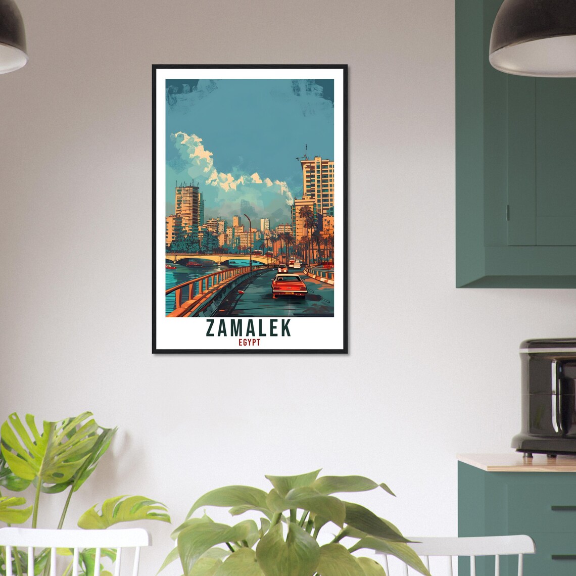 Zamalek Egypt City Bridge Sunset Vintage Urban Travel Poster - Image 3
