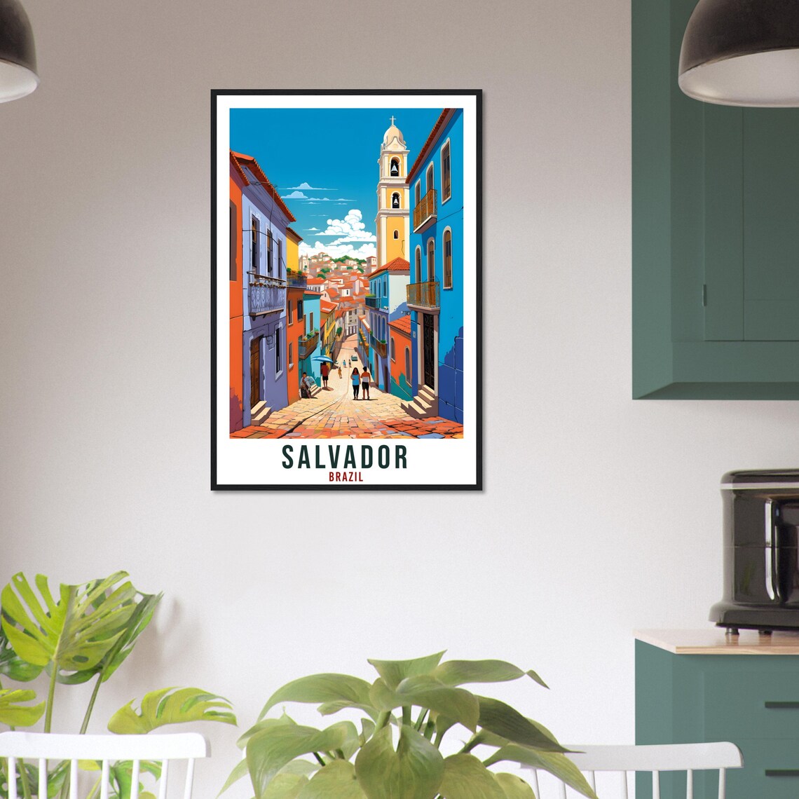 Salvador Brazil Colorful Colonial Old Street and Bell Tower Poster - Image 4