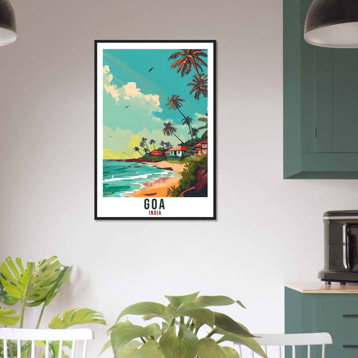 Goa India Tropical Beach Palm Trees Vintage Sunset Travel Poster - Image 3