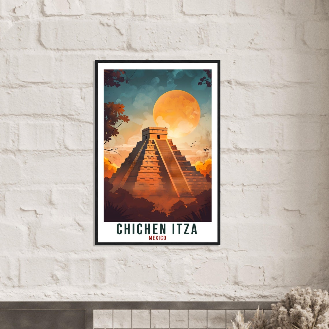 Chichen Itza Mexico Mayan Pyramid Sunset El Castillo Travel Poster - Image 2