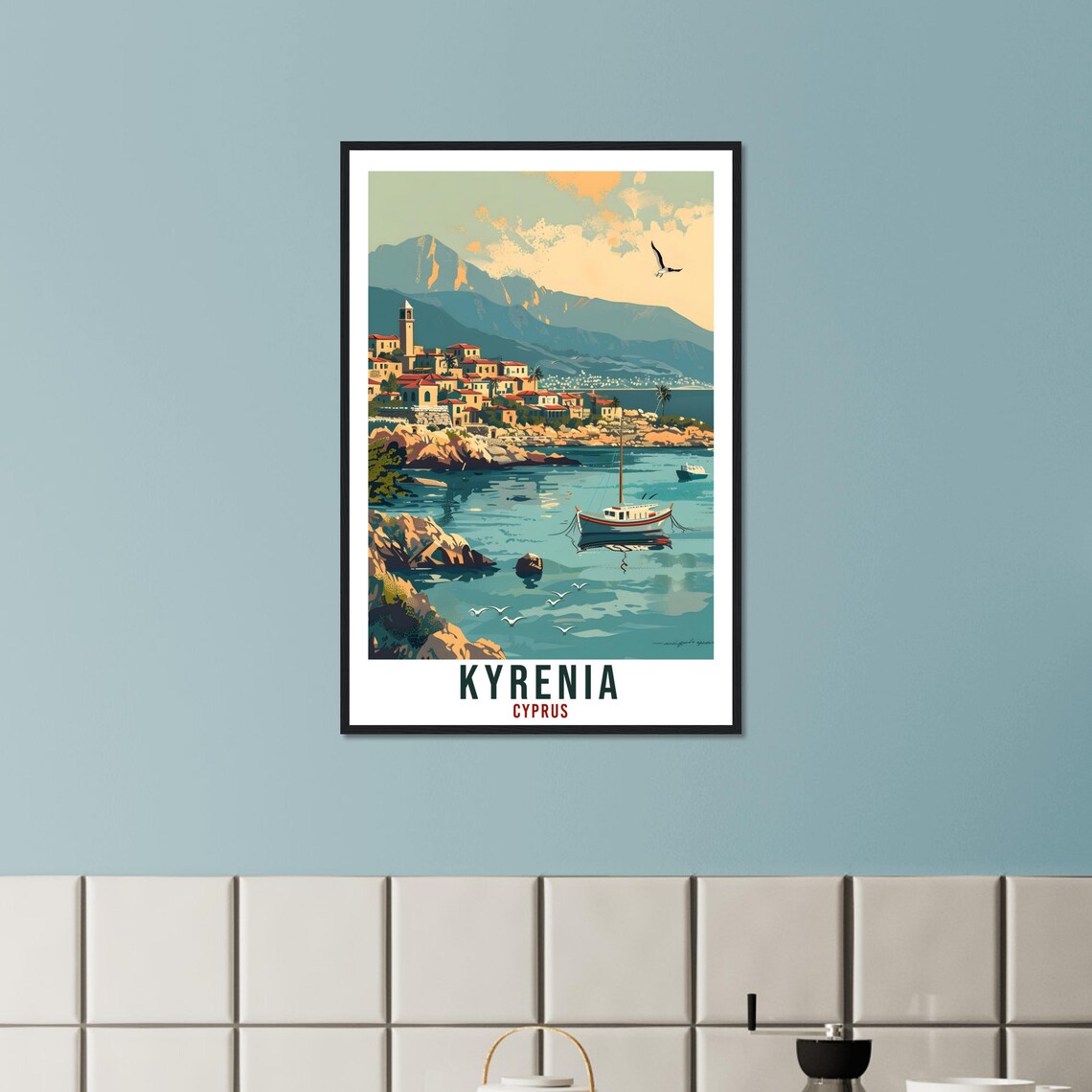 Kyrenia Cyprus Travel Print Cyprus Wall Art Wall Hanging Home Dcor Kyrenia Gift Cyprus Landmark Artwork Gift Cyprus Holiday Travel Poster - Image 3
