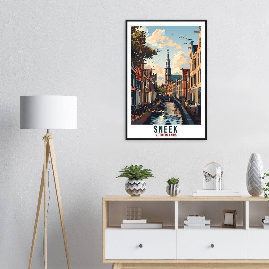 Historic Sneek Netherlands Dutch Canal Church Tower Travel Poster - Image 2