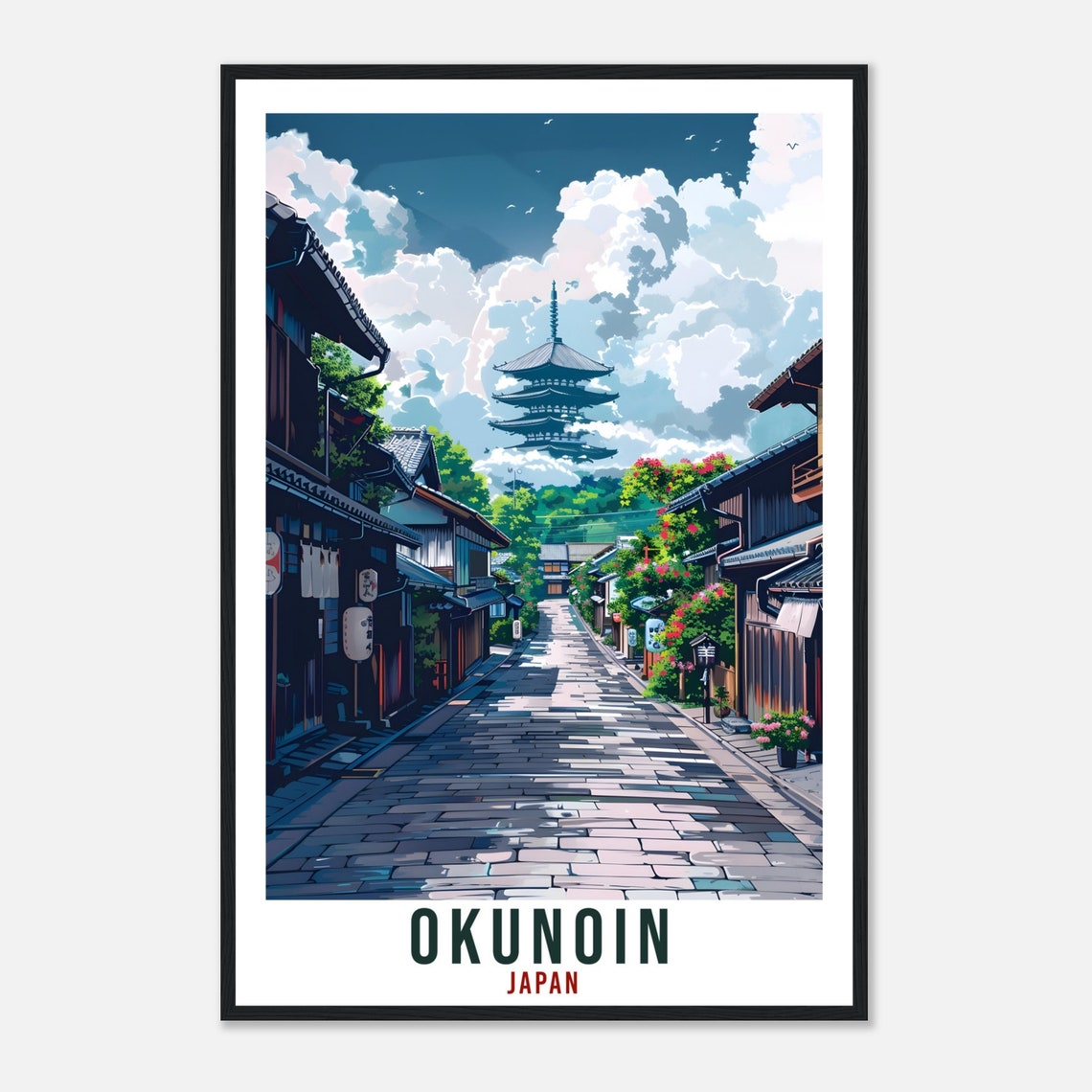 Okunoin Travel Print Japan Home Decoration Wall Art Gift Wall Hanging Art Lover Japanese Artwork Japan Okunoin Travel Poster Cityscape Print - Image 4