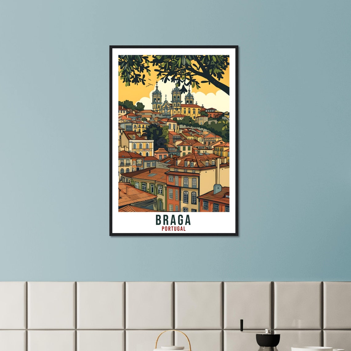 Braga Travel Print Portugal Wall Art Wall Hanging Home Dcor Braga Gift Portugal Landmark Artwork Gift Braga Portugal Holiday Travel Poster - Image 2