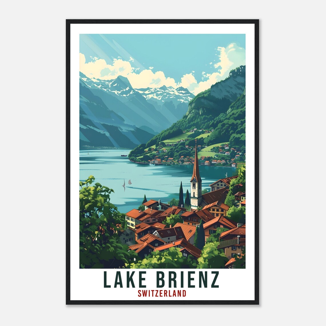 Lake Brienz Switzerland Alpine Lake Village Vintage Travel Poster - Image 4