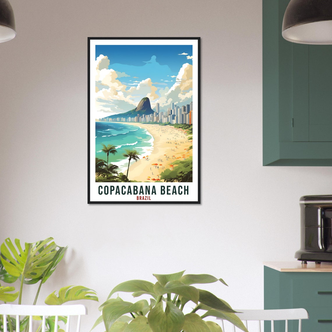 Copacabana Beach Brazil Turquoise Coast Skyline Summer Art Poster - Image 2