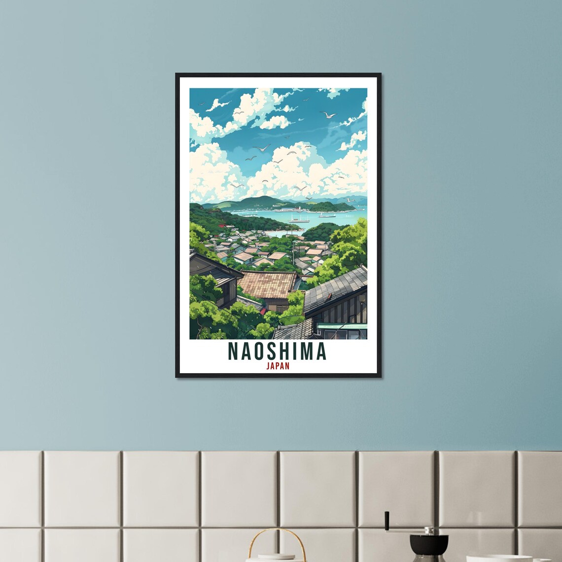 Naoshima Japan Island Coast Rooftop Bay Scenic Travel Poster - Image 3