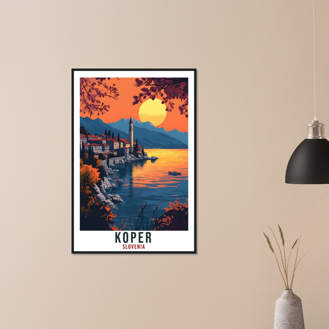 Koper Slovenia Coastal Sunset Poster With Harbor And Bell Tower - Image 3