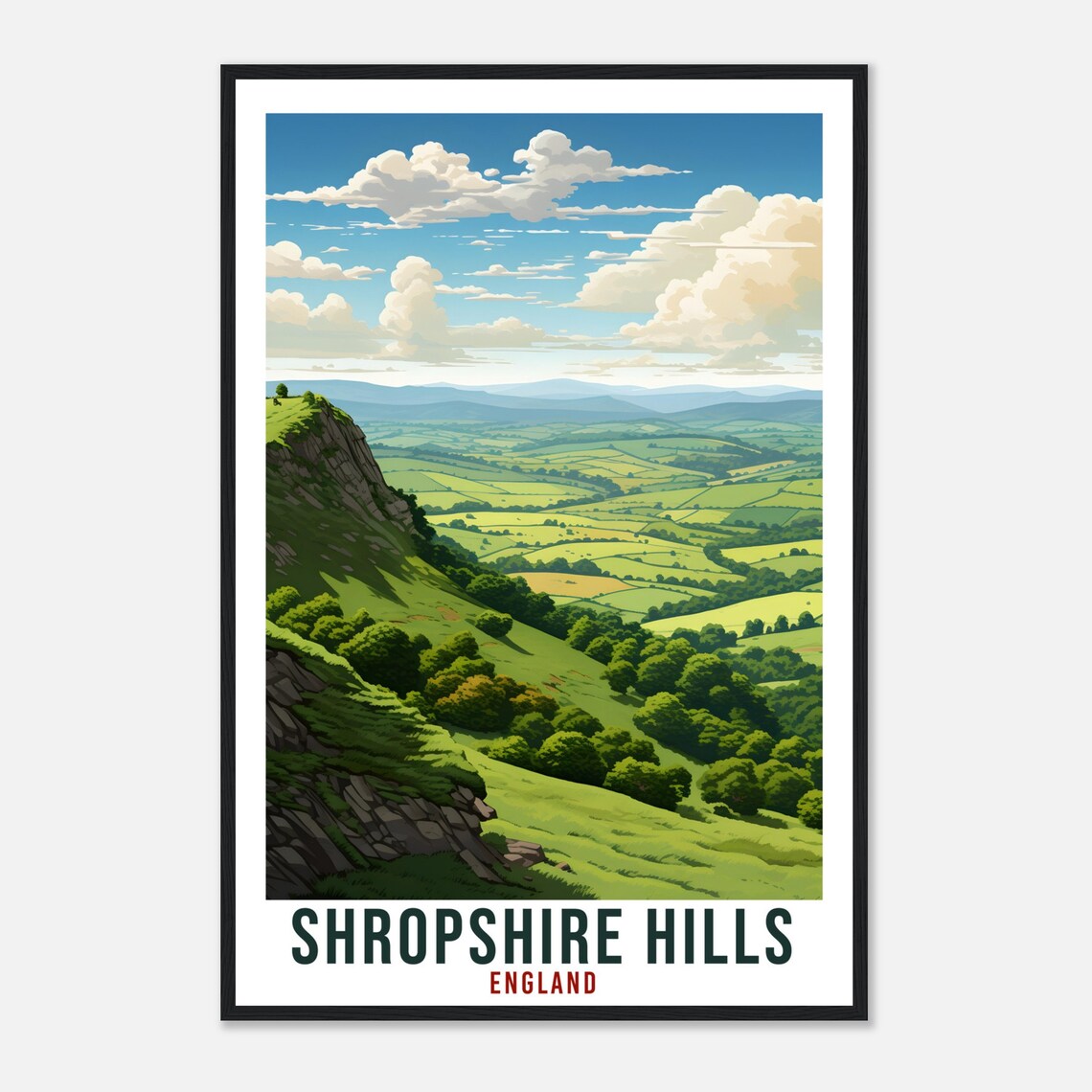 Shropshire Hills Travel Poster, England Landscape Artwork - Image 4