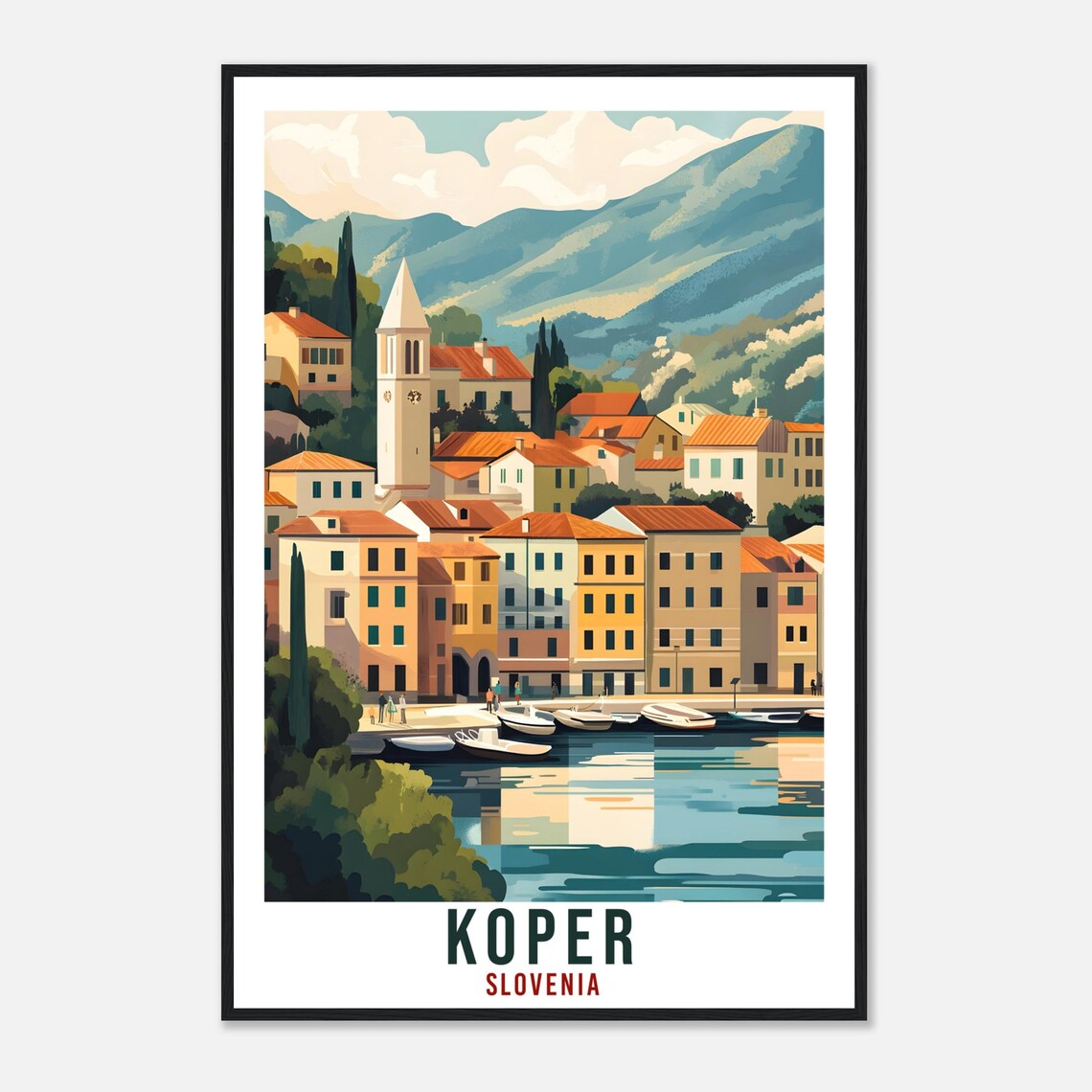 Koper Slovenia Adriatic Old Town Harbour Vintage Travel Poster - Image 4