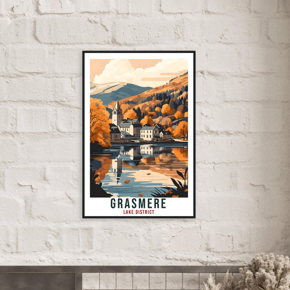 Grasmere Lake District Autumn Village Lakeside Vintage Travel Poster - Image 2
