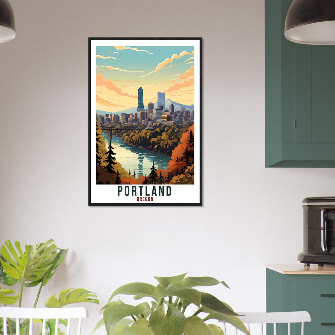 Portland Travel Print Oregon Home Decoration Usa City Wall Art Gift Wall Hanging Art Lover Oregon Artwork Portland Skyline Travel Poster - Image 2