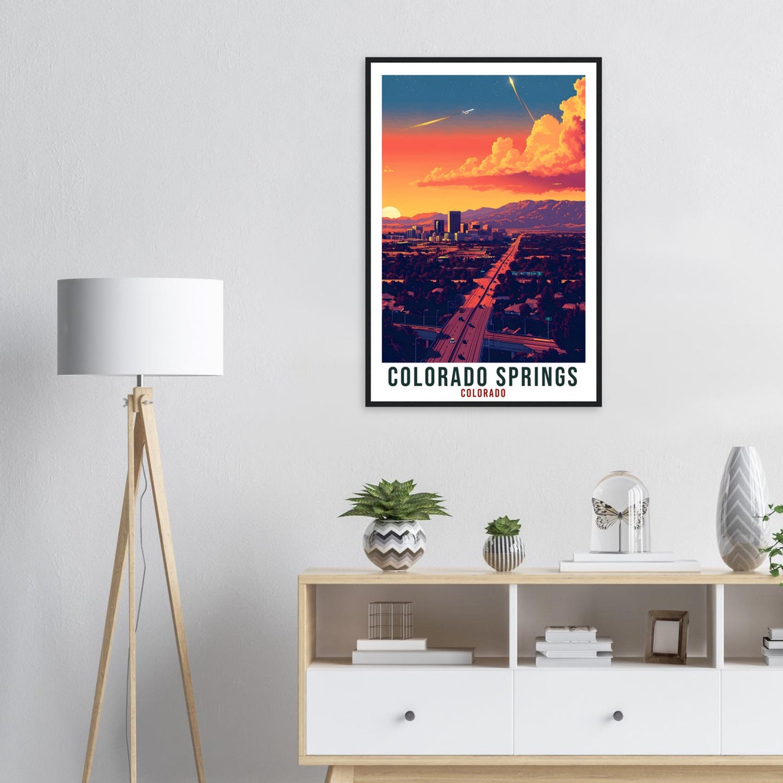 Colorado Springs Colorado Sunset Skyline Mountain Dusk Poster - Image 2