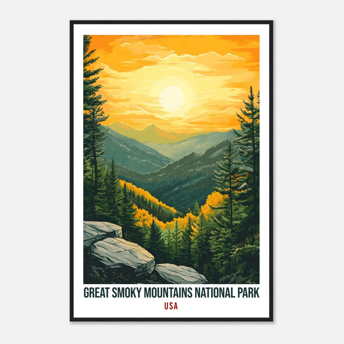 Great Smoky Mountains National Park Usa Travel Print Wall Art Wall Hanging Home Dcor Great Smoky Gift Travel Art Usa Artwork Travel Poster - Image 4
