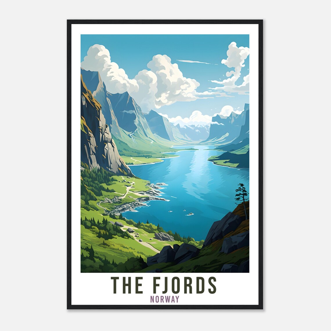 The Fjords Norway Fjord Valley Cliffs Boats Vista Travel Poster - Image 4