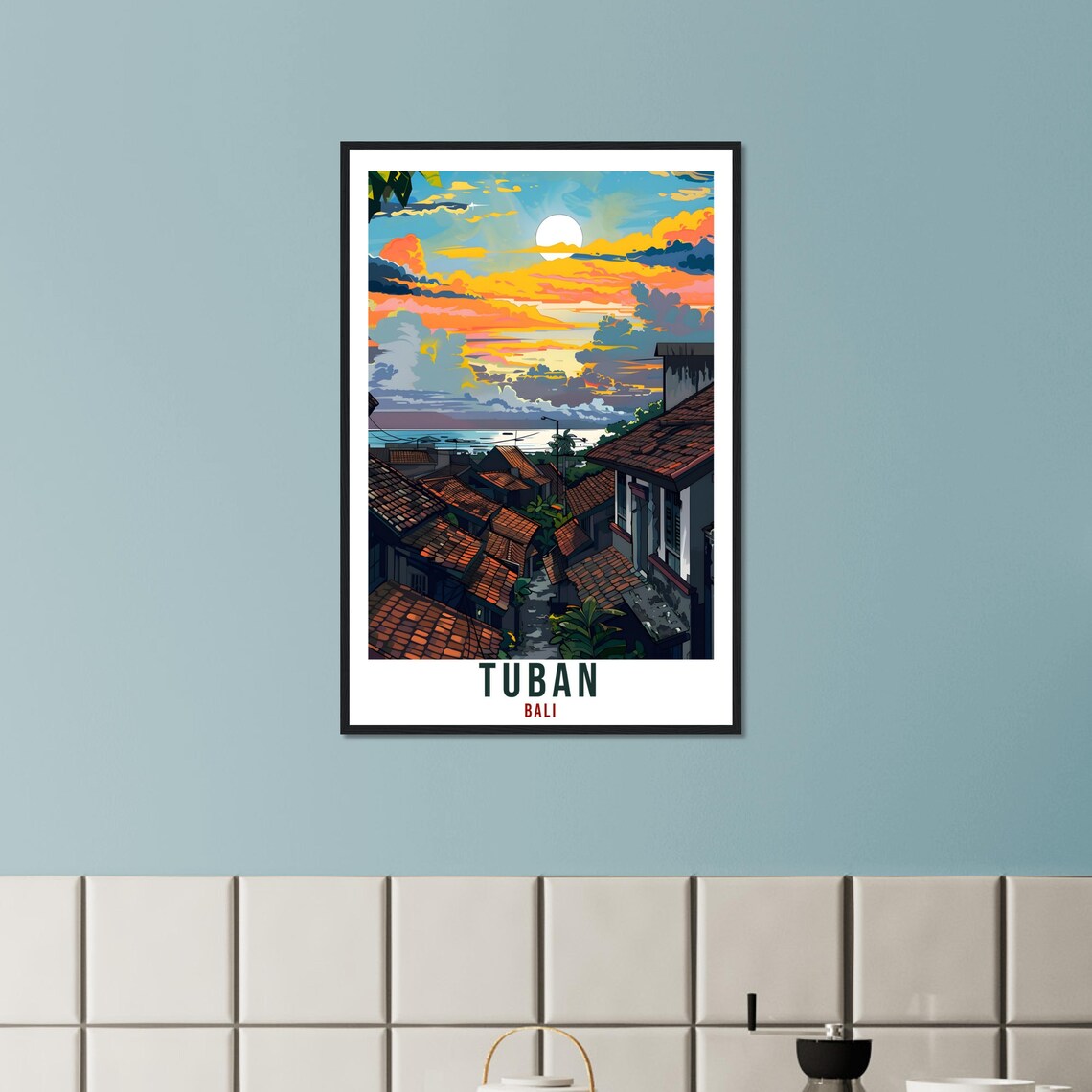 Tuban Bali Golden Sunset Rooftops Overlooking The Sea Poster - Image 2