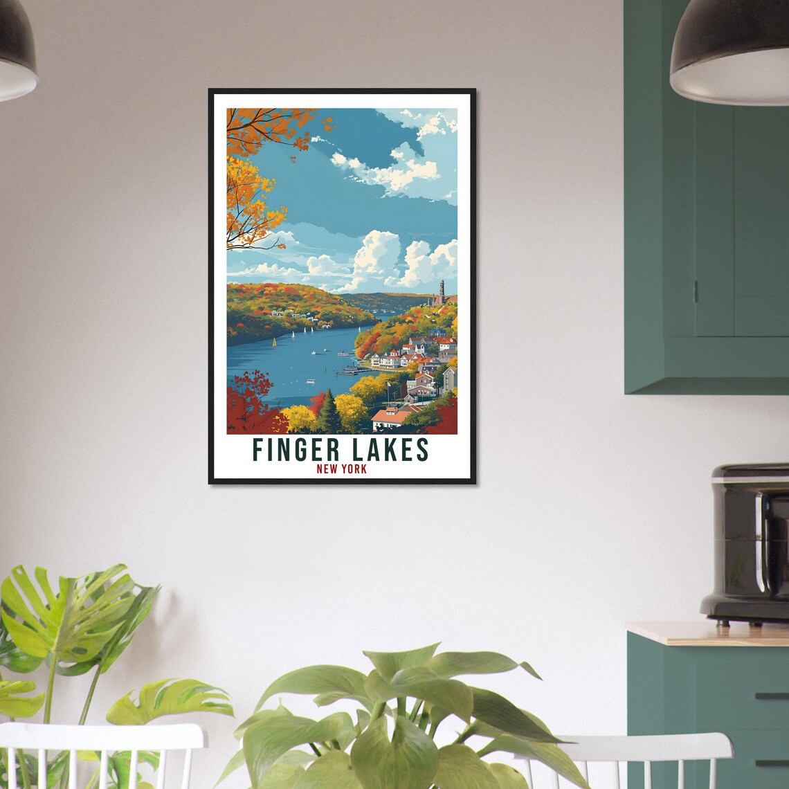 Finger Lakes New York Autumn Fall Foliage Lake View Travel Poster - Image 3