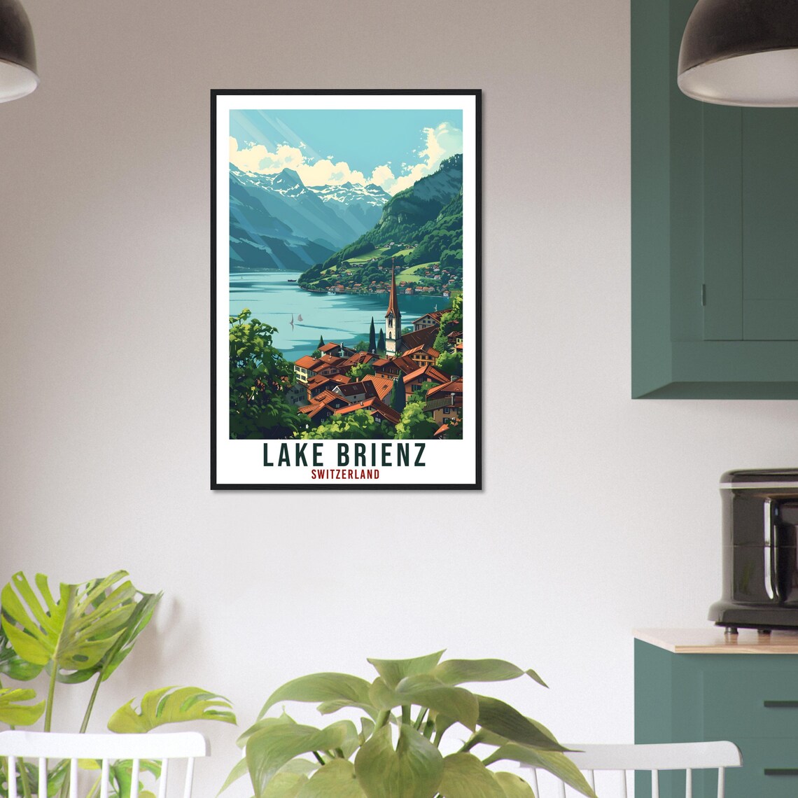Lake Brienz Switzerland Alpine Lake Village Vintage Travel Poster - Image 3