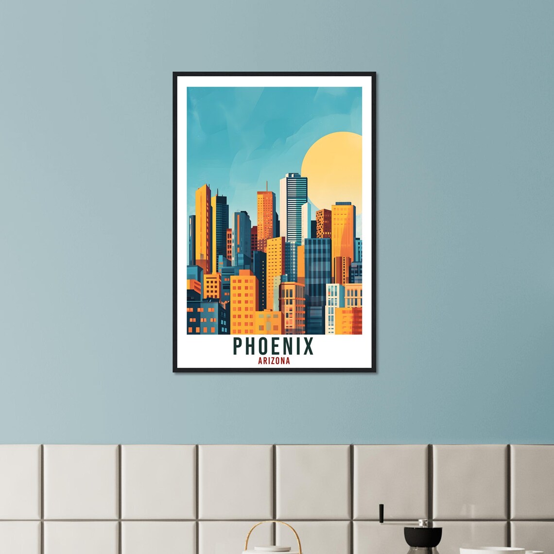 Phoenix Arizona Desert City Skyline Big Sun Modern Travel Poster - Image 3
