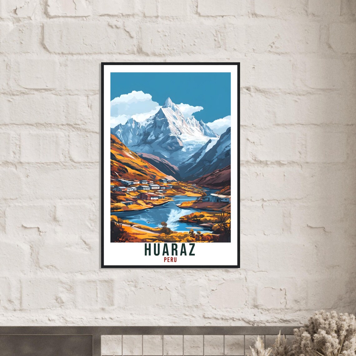 Huaraz Peru Andean Mountain Town Vintage Travel Illustration Poster - Image 2