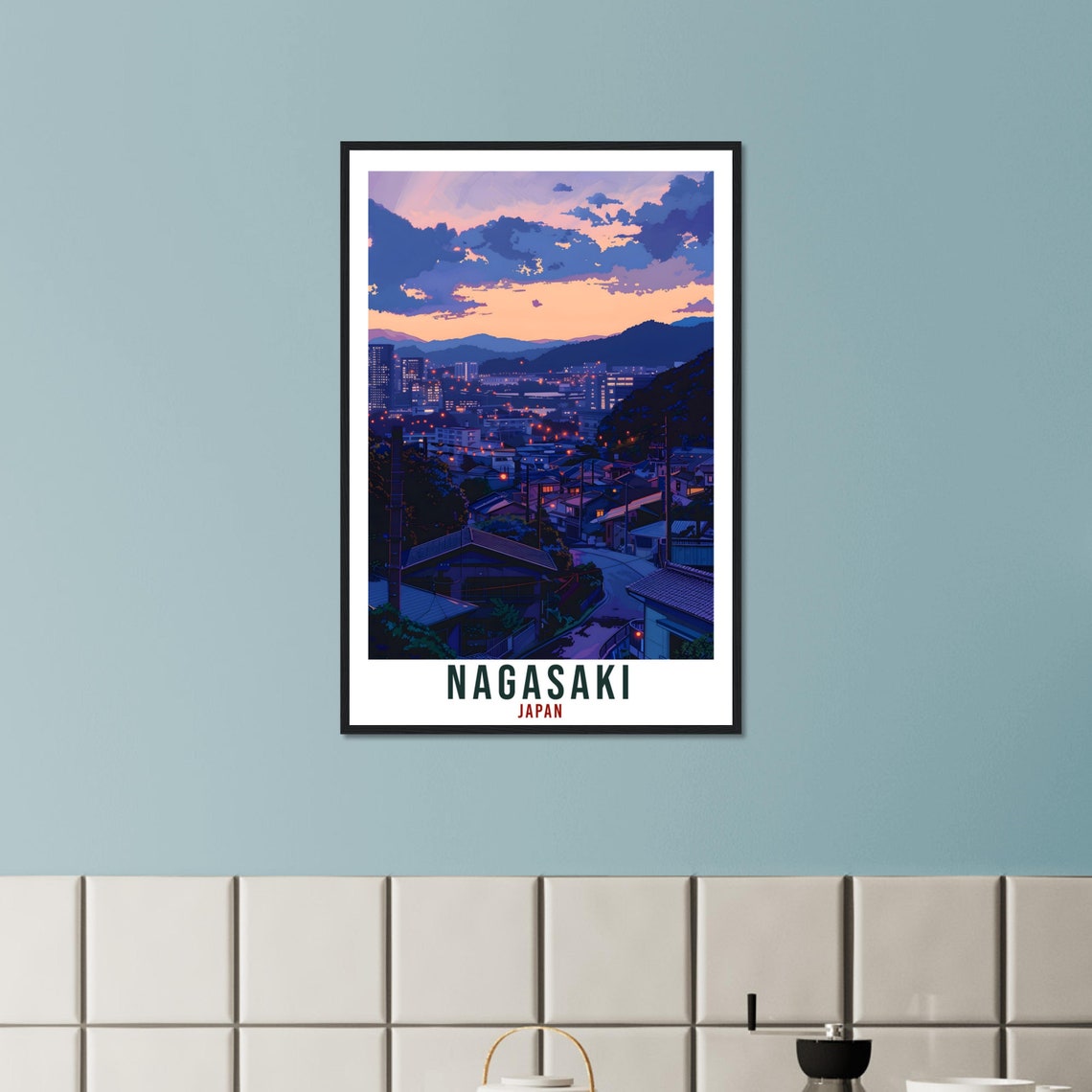 Nagasaki Japan Travel Print Home Decoration Wall Art Gift Wall Hanging Art Lover Japanese Artwork Japan Nagasaki Travel Poster City Print - Image 2