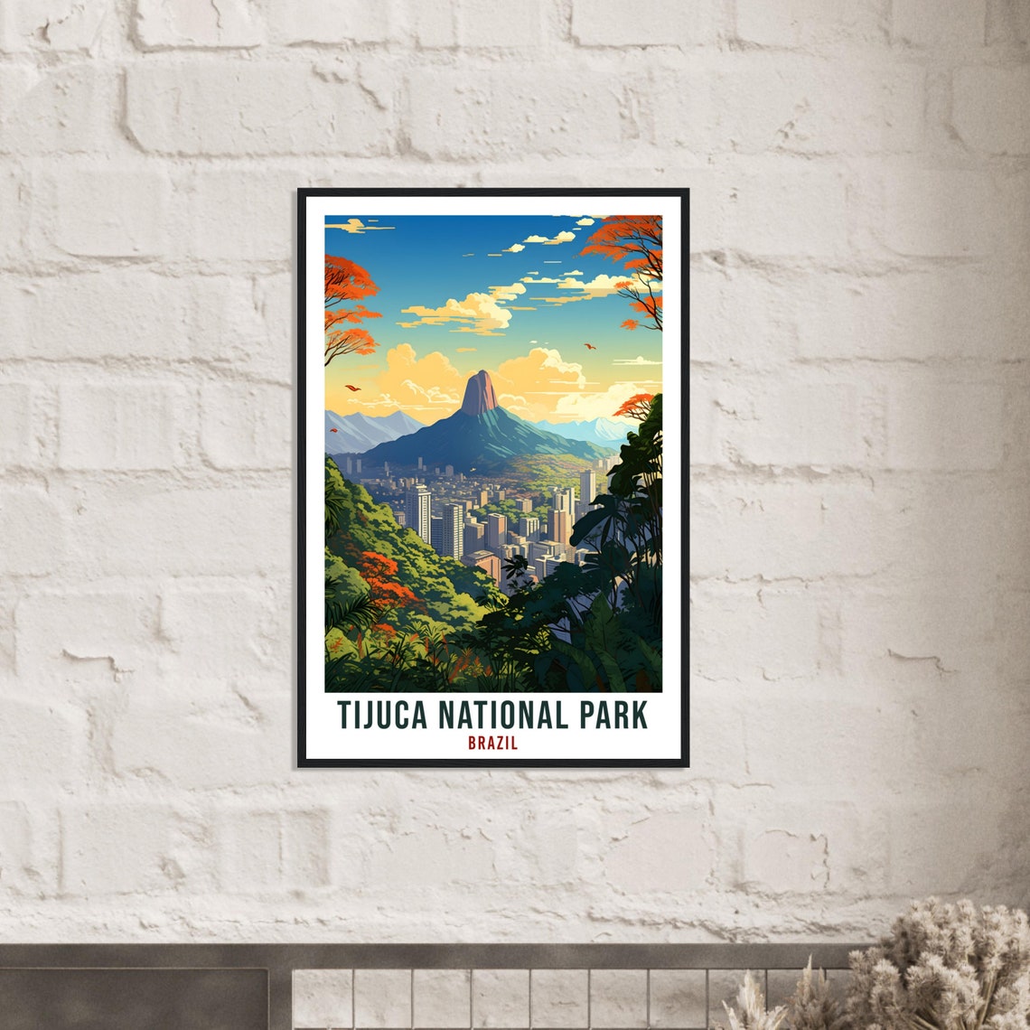Tijuca National Park Brazil Lush Forest Mountain Peak City View Poster - Image 2