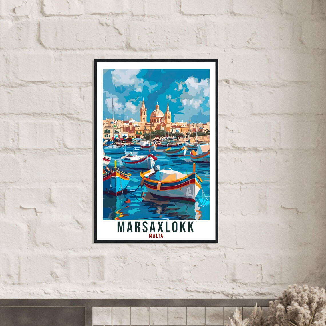 Marsaxlokk Malta Colorful Fishing Boats Harbor Retro Travel Poster - Image 2