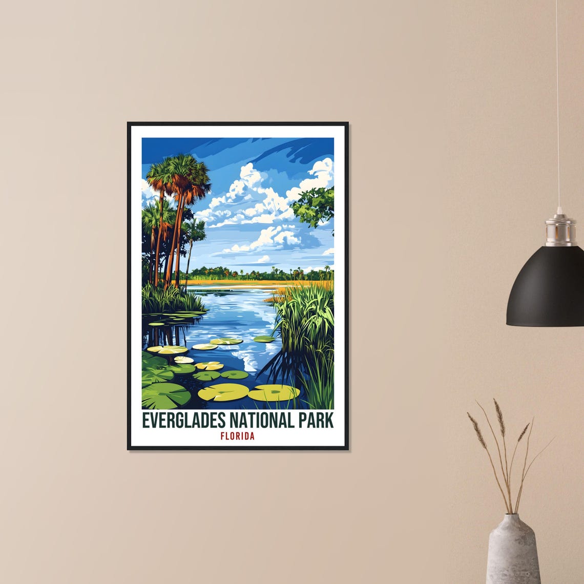 Everglades National Park Florida Lily Pads Palms Blue Sky Poster - Image 2