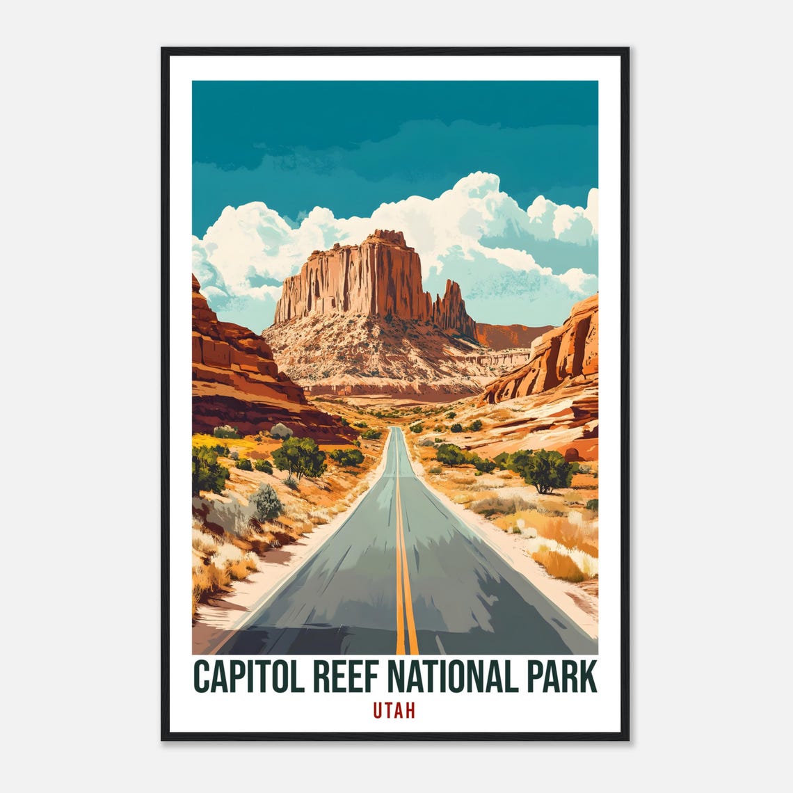 Capitol Reef National Park Utah Desert Road Vintage Travel Poster - Image 4