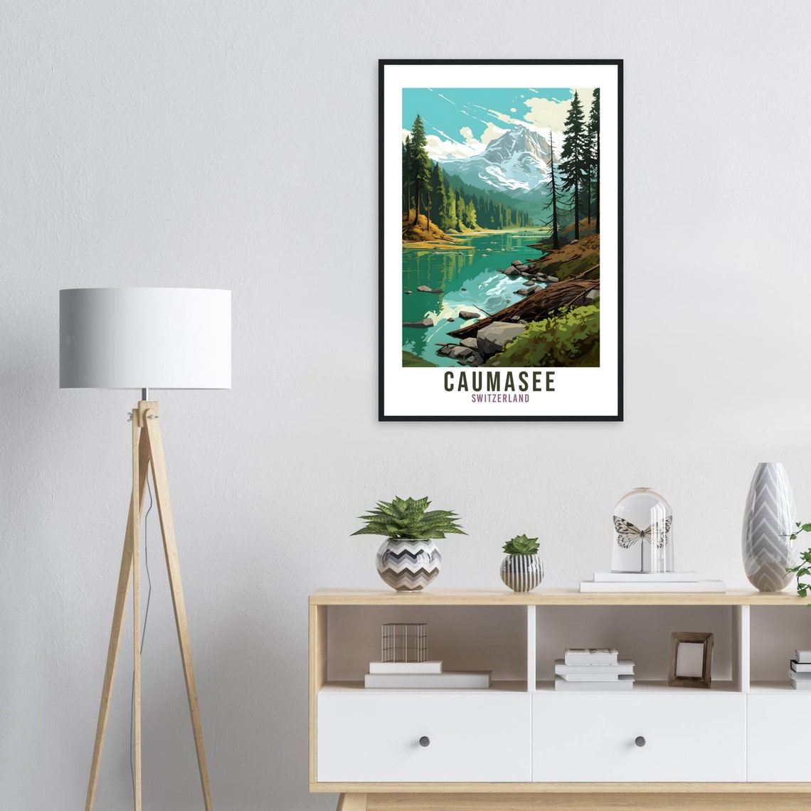 Caumasee Switzerland Lake Travel Poster Alpine Pine Mountain View - Image 2